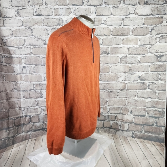 Tommy Bahama Reversible 1/2 Zip Sweater Burnt Orange Taupe Heather Size - Picture 5 of 13